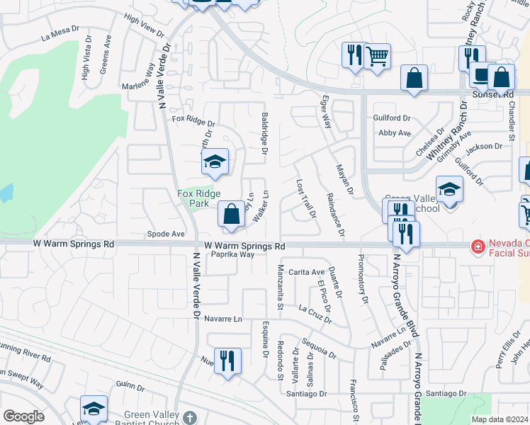 map of restaurants, bars, coffee shops, grocery stores, and more near 420 Crater Court in Henderson