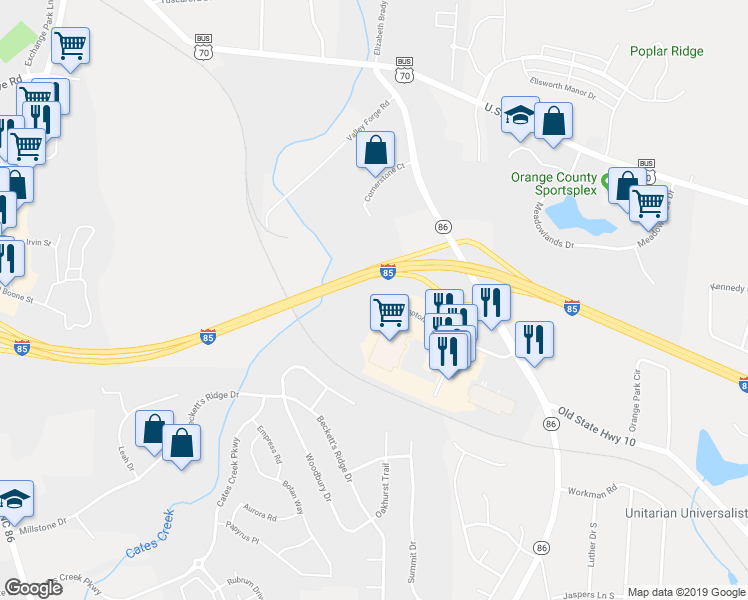 map of restaurants, bars, coffee shops, grocery stores, and more near 350 Hampton Pointe in Hillsborough