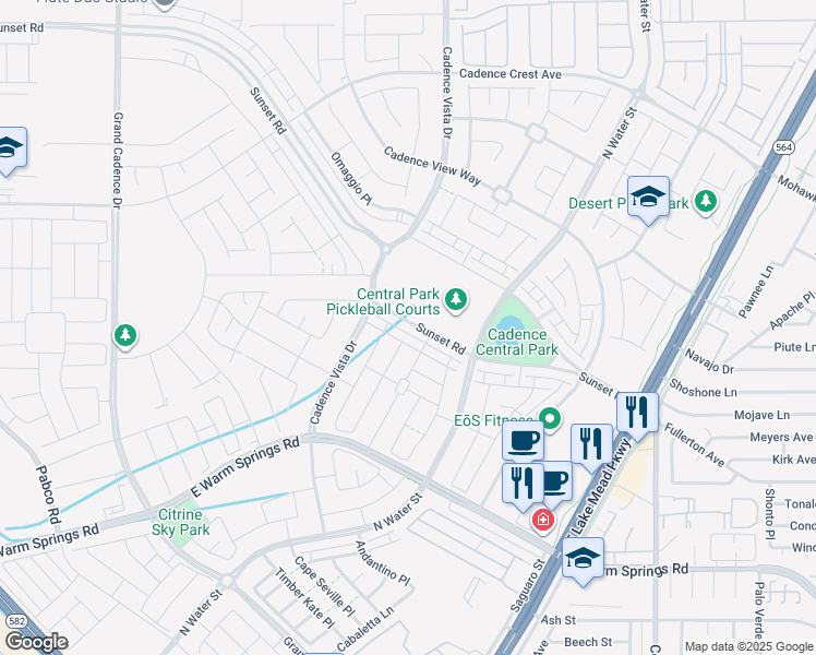 map of restaurants, bars, coffee shops, grocery stores, and more near 865 East Sunset Road in Henderson