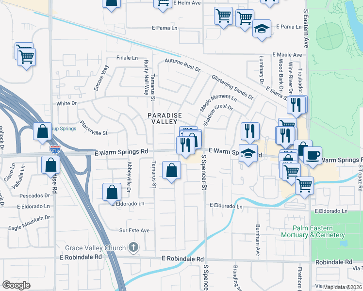 map of restaurants, bars, coffee shops, grocery stores, and more near 1653 Crystal Shadows Circle in Las Vegas