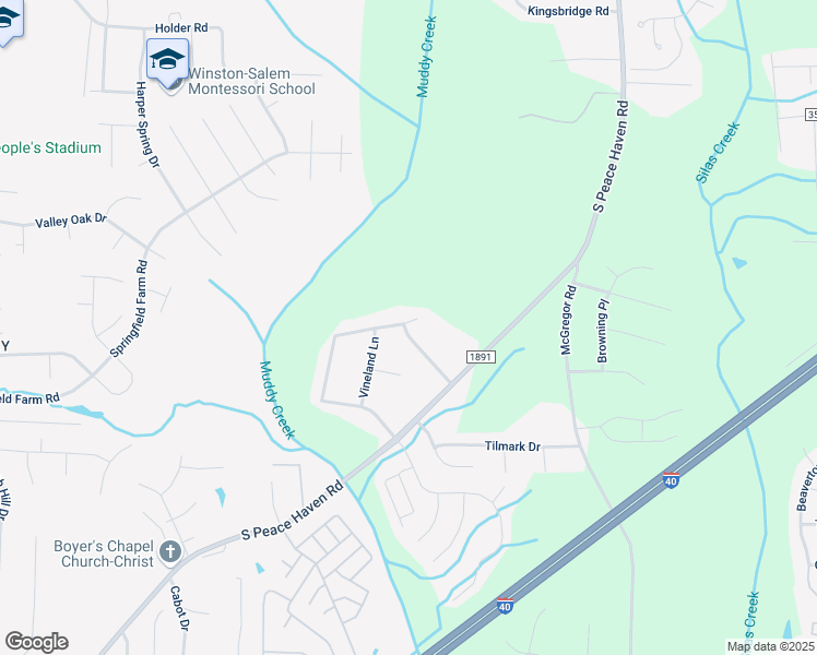 map of restaurants, bars, coffee shops, grocery stores, and more near 600 Woodwind Drive in Winston-Salem