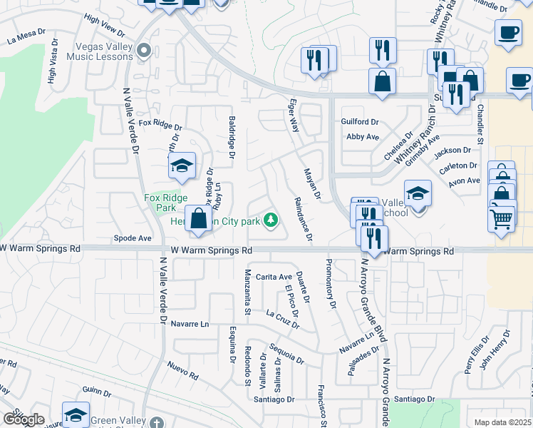 map of restaurants, bars, coffee shops, grocery stores, and more near 1736 Marshall Drive in Henderson