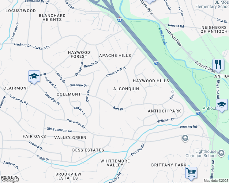 map of restaurants, bars, coffee shops, grocery stores, and more near 4958 Karen Ray Drive in Nashville