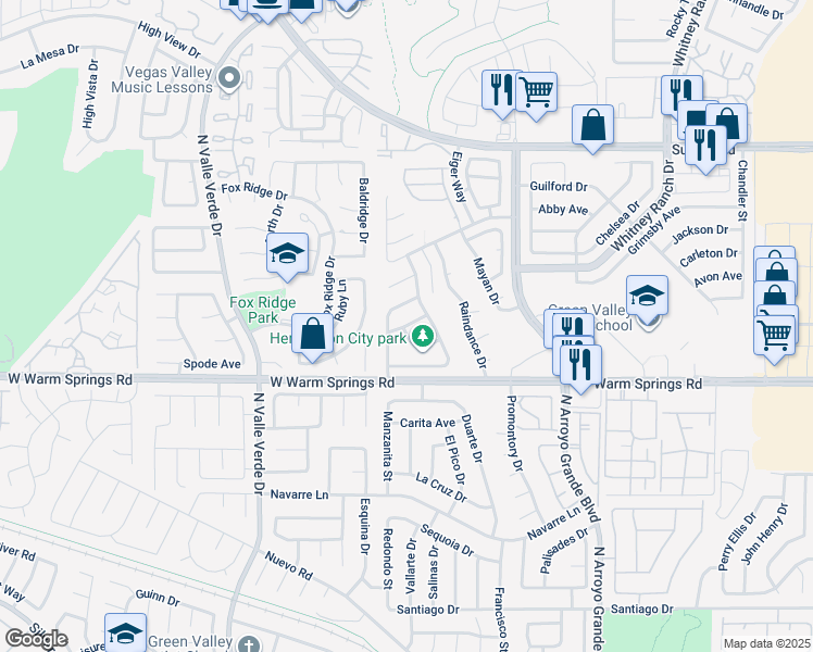 map of restaurants, bars, coffee shops, grocery stores, and more near 1736 Marshall Drive in Henderson