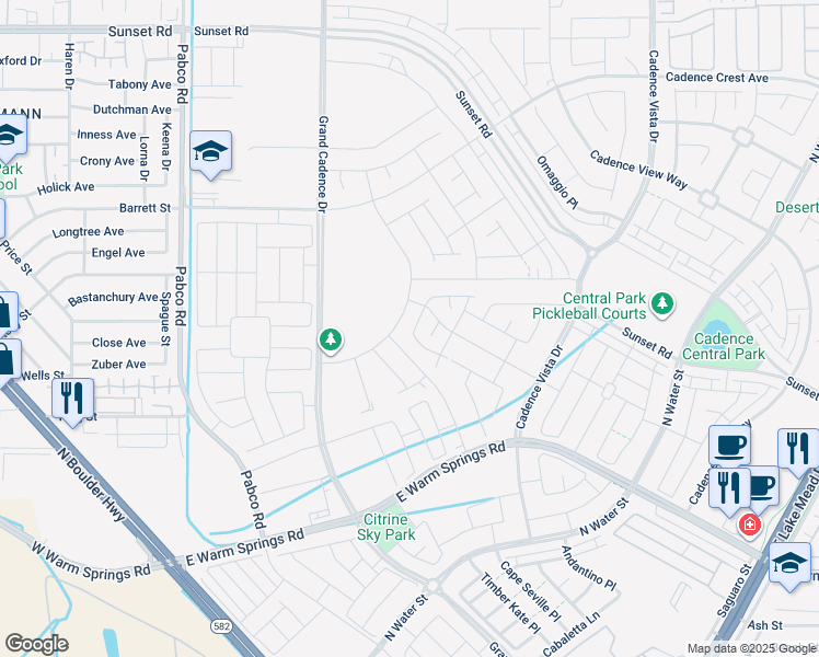 map of restaurants, bars, coffee shops, grocery stores, and more near 400 Grand Toccata Street in Henderson