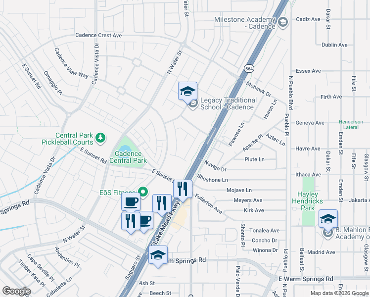 map of restaurants, bars, coffee shops, grocery stores, and more near 462 Aubade Court in Henderson