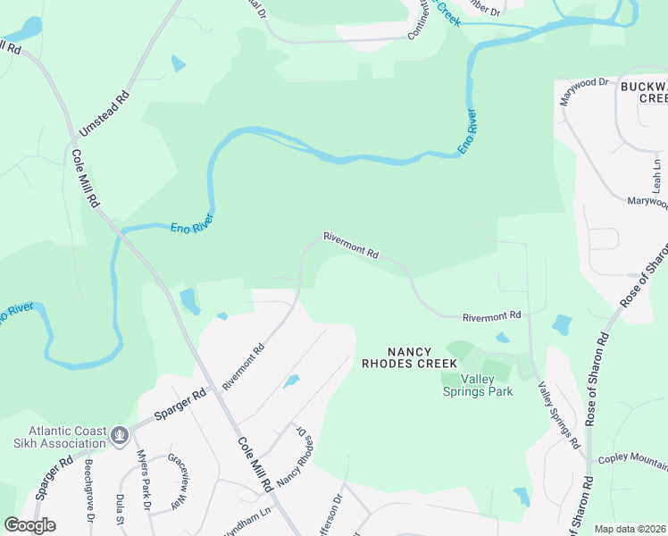 map of restaurants, bars, coffee shops, grocery stores, and more near 3920 Rivermont Road in Durham