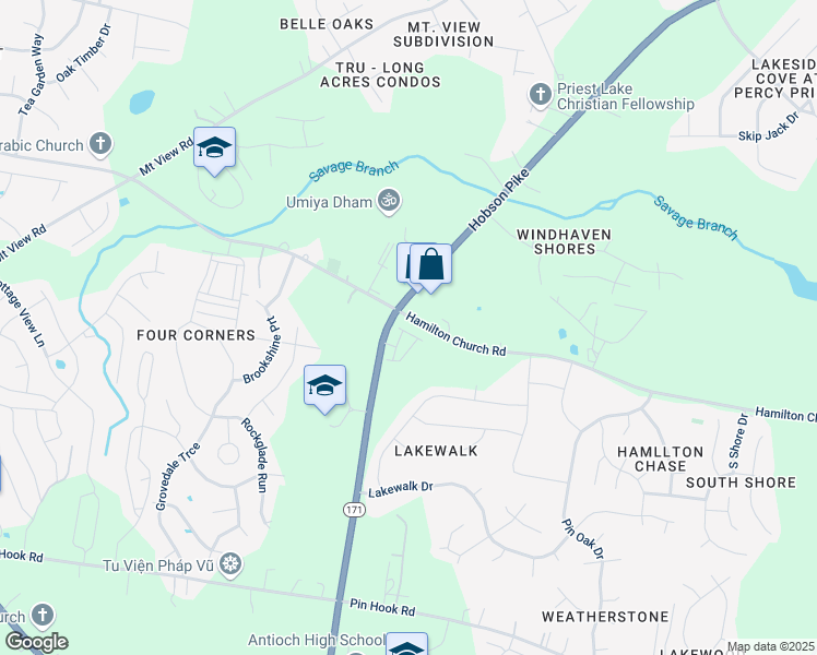 map of restaurants, bars, coffee shops, grocery stores, and more near 5568 Hamilton Circle in Nashville