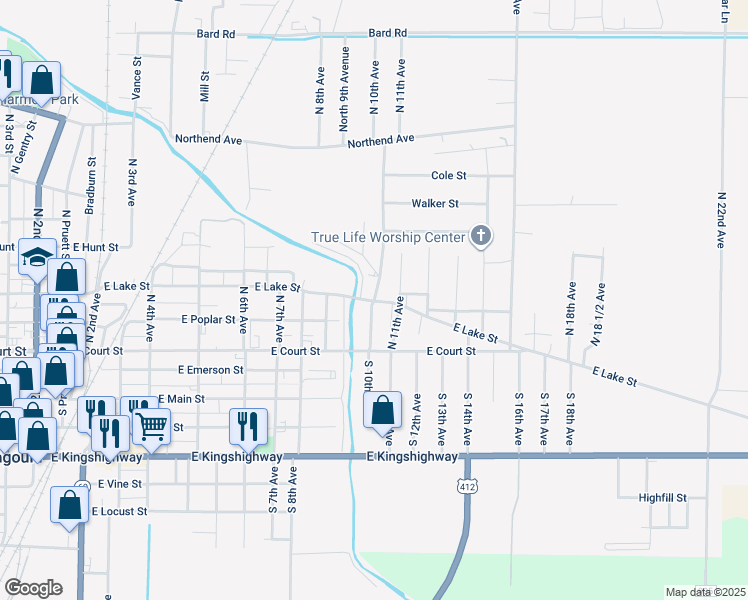 map of restaurants, bars, coffee shops, grocery stores, and more near 307 North 10th Avenue in Paragould