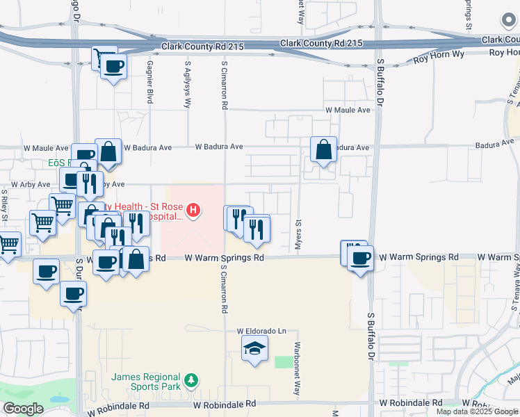 map of restaurants, bars, coffee shops, grocery stores, and more near 7153 Tavita Street in Las Vegas