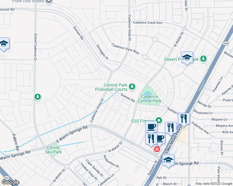 map of restaurants, bars, coffee shops, grocery stores, and more near 865 Sunset Road South in Henderson