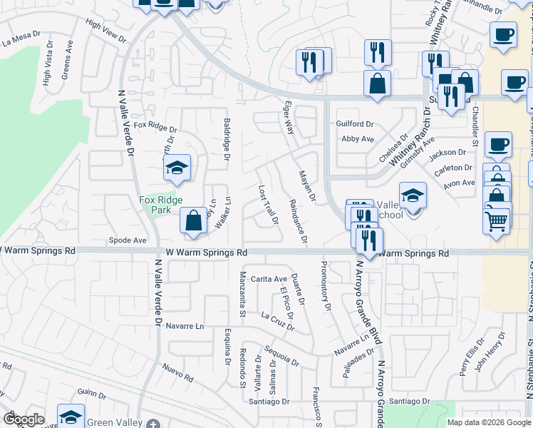 map of restaurants, bars, coffee shops, grocery stores, and more near 1734 Marshall Drive in Henderson