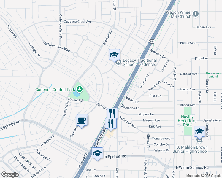 map of restaurants, bars, coffee shops, grocery stores, and more near 483 Fortissimo Street in Henderson