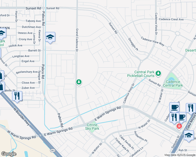 map of restaurants, bars, coffee shops, grocery stores, and more near 402 Grand Toccata Street in Henderson