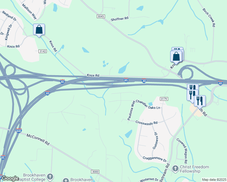 map of restaurants, bars, coffee shops, grocery stores, and more near 5209 Roshni Terrace in McLeansville