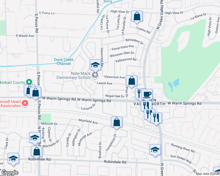 map of restaurants, bars, coffee shops, grocery stores, and more near 3157 Laurel Avenue in Henderson