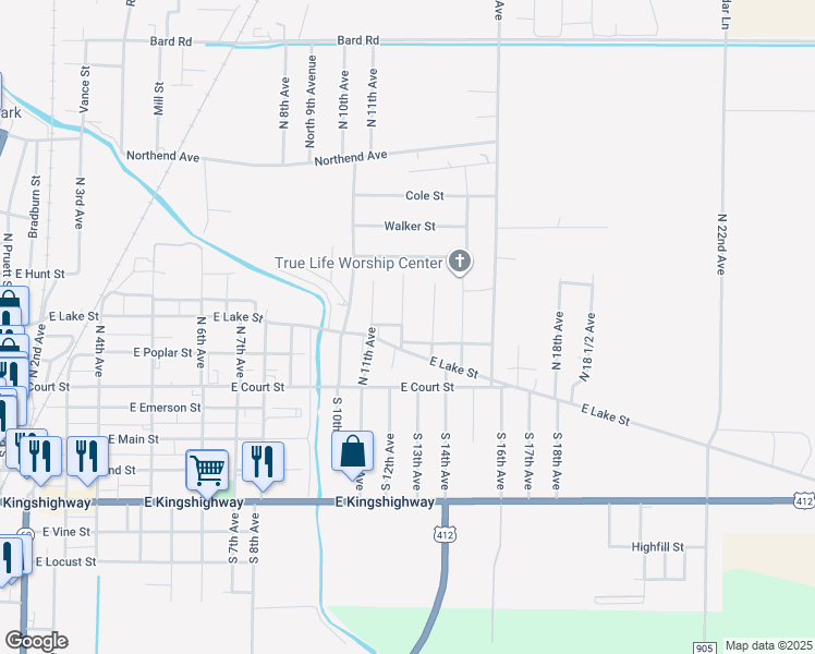map of restaurants, bars, coffee shops, grocery stores, and more near 311 North 12th Avenue in Paragould