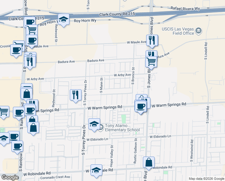 map of restaurants, bars, coffee shops, grocery stores, and more near 6255 West Arby Avenue in Las Vegas