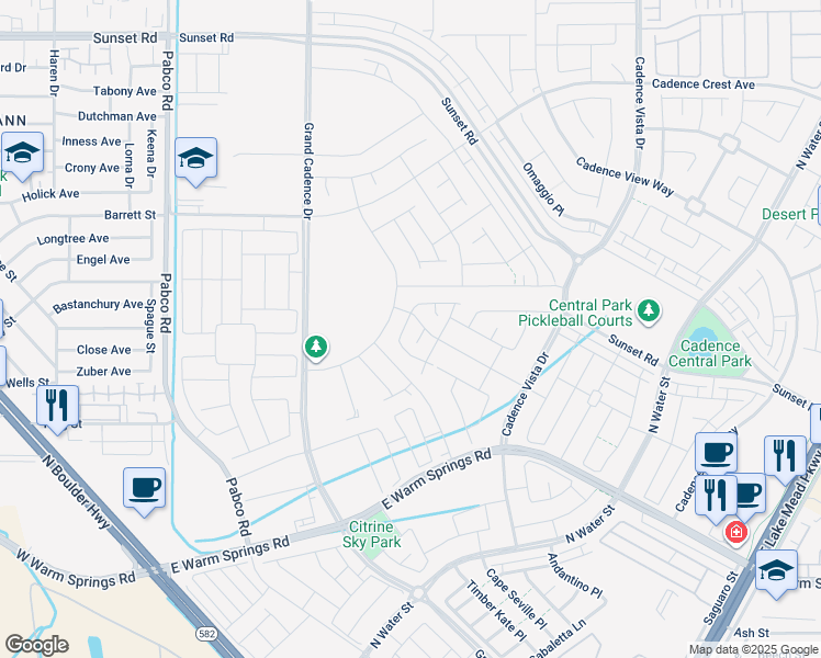 map of restaurants, bars, coffee shops, grocery stores, and more near 409 Grand Toccata Street in Henderson
