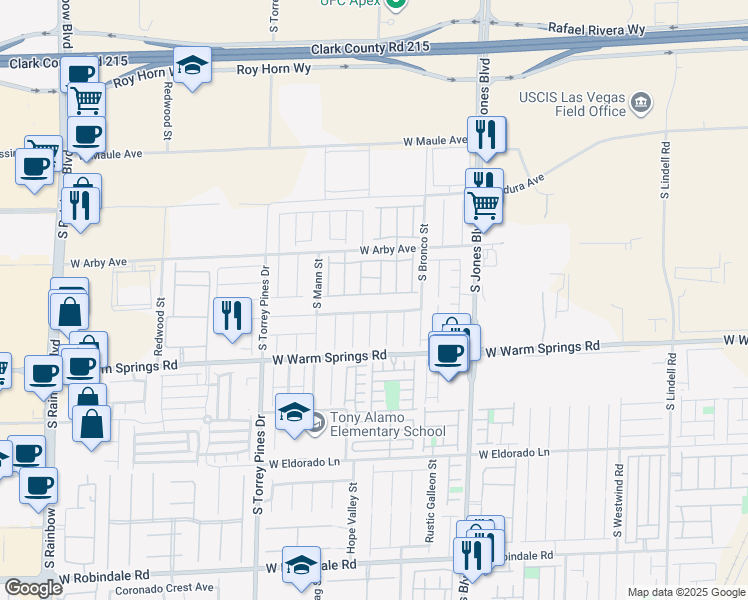 map of restaurants, bars, coffee shops, grocery stores, and more near 6266 Jackson Spring Road in Las Vegas