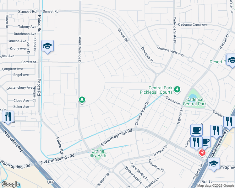 map of restaurants, bars, coffee shops, grocery stores, and more near 414 Desert Cadence Street in Henderson