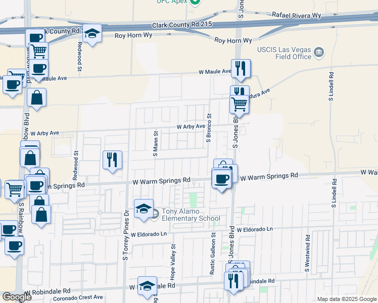 map of restaurants, bars, coffee shops, grocery stores, and more near 6266 Jackson Spring Road in Las Vegas