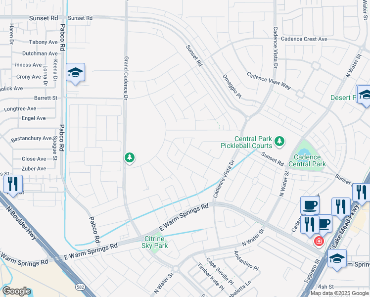 map of restaurants, bars, coffee shops, grocery stores, and more near 414 Desert Cadence Street in Henderson
