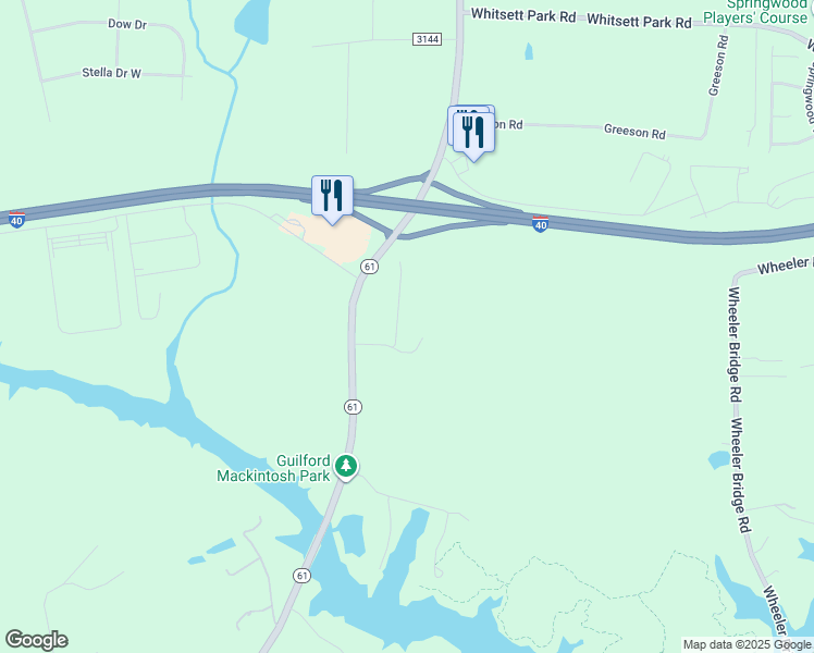 map of restaurants, bars, coffee shops, grocery stores, and more near 1313 Piney Grove in Whitsett