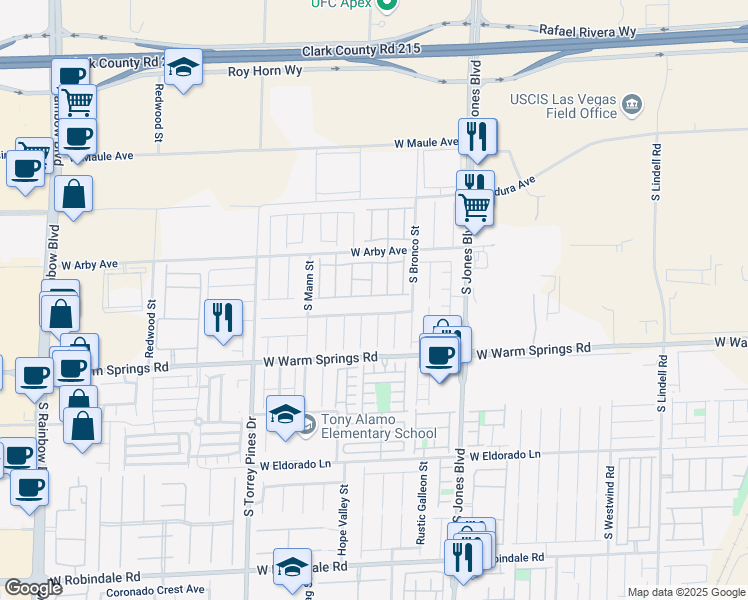 map of restaurants, bars, coffee shops, grocery stores, and more near 6266 Jackson Spring Road in Las Vegas