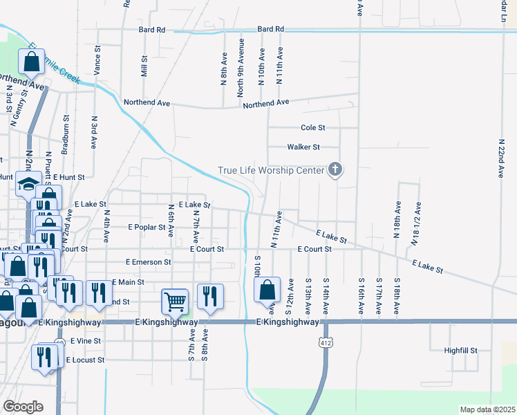 map of restaurants, bars, coffee shops, grocery stores, and more near 307 North 10th Avenue in Paragould