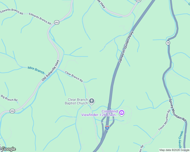 map of restaurants, bars, coffee shops, grocery stores, and more near 4430 Clear Branch Road in Erwin