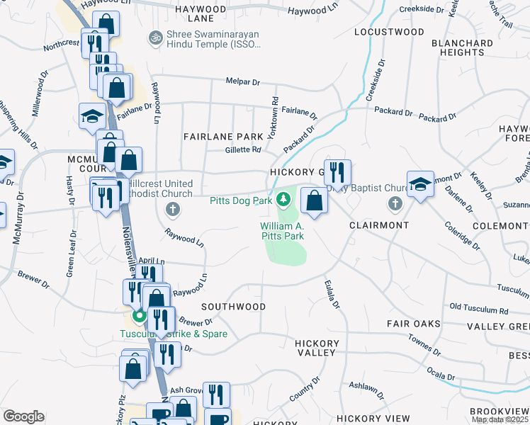 map of restaurants, bars, coffee shops, grocery stores, and more near 516 Park Court in Nashville