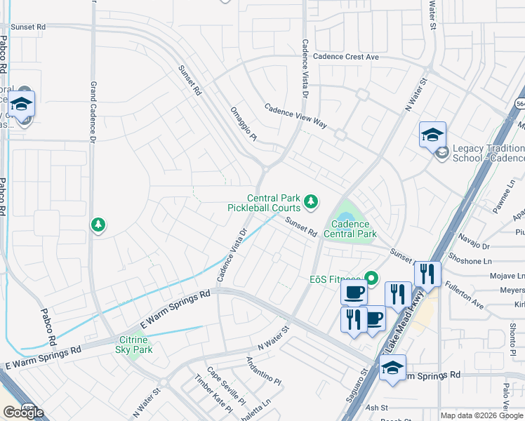 map of restaurants, bars, coffee shops, grocery stores, and more near 809 East Sunset Road in Henderson