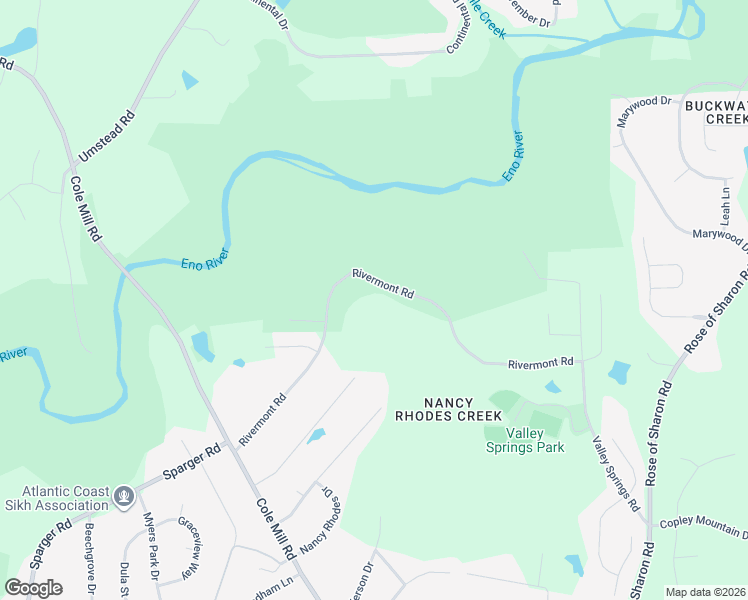 map of restaurants, bars, coffee shops, grocery stores, and more near 3920 Rivermont Road in Durham