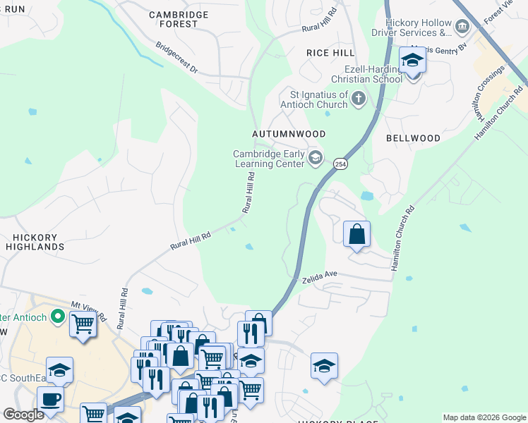 map of restaurants, bars, coffee shops, grocery stores, and more near 1306 Rural Hill Road in Nashville