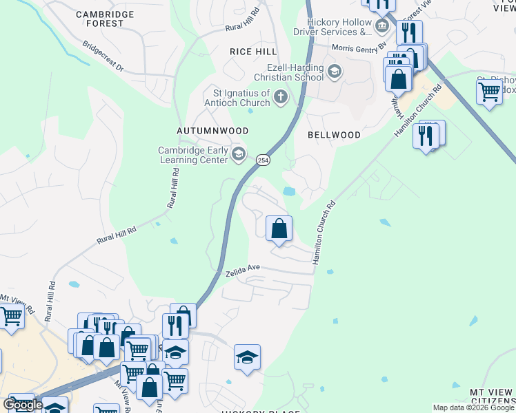 map of restaurants, bars, coffee shops, grocery stores, and more near 660 Bell Road in Nashville