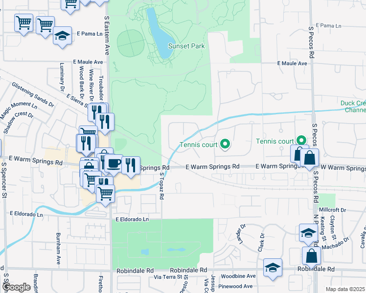 map of restaurants, bars, coffee shops, grocery stores, and more near 2816 Vista Del Sol Avenue in Las Vegas