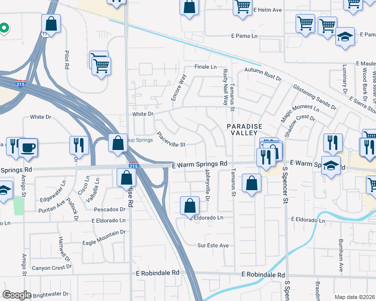 map of restaurants, bars, coffee shops, grocery stores, and more near 7243 Wichita Court in Las Vegas