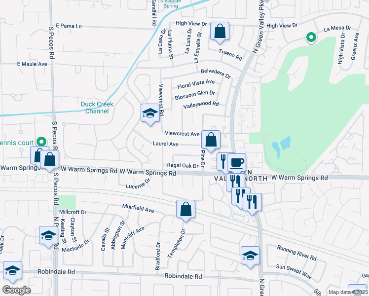 map of restaurants, bars, coffee shops, grocery stores, and more near 3143 Laurel Avenue in Henderson