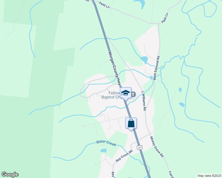 map of restaurants, bars, coffee shops, grocery stores, and more near 406 Gaskin Circle in Wartburg