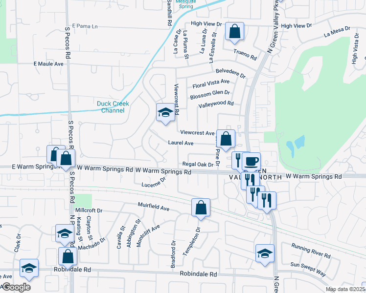 map of restaurants, bars, coffee shops, grocery stores, and more near 3157 Laurel Avenue in Henderson