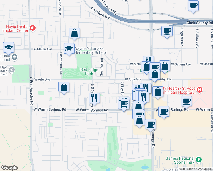 map of restaurants, bars, coffee shops, grocery stores, and more near 7136 Garden Pond Street in Las Vegas
