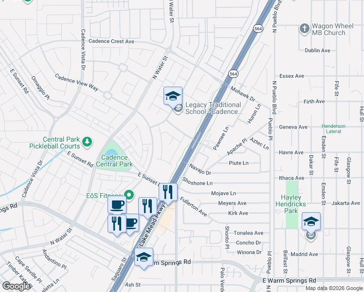 map of restaurants, bars, coffee shops, grocery stores, and more near 478 Barcarolle Lane in Henderson