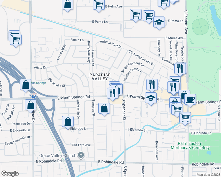 map of restaurants, bars, coffee shops, grocery stores, and more near 7245 Walnut Ridge Circle in Las Vegas