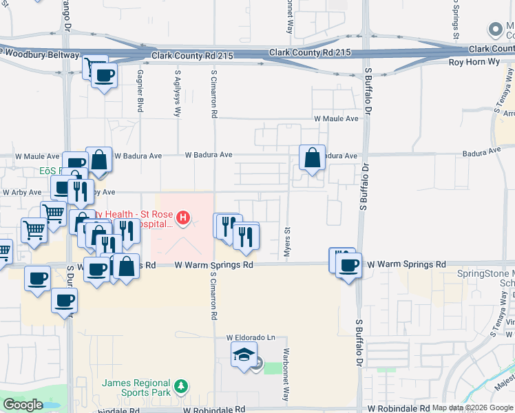 map of restaurants, bars, coffee shops, grocery stores, and more near 7128 Tavita Street in Las Vegas