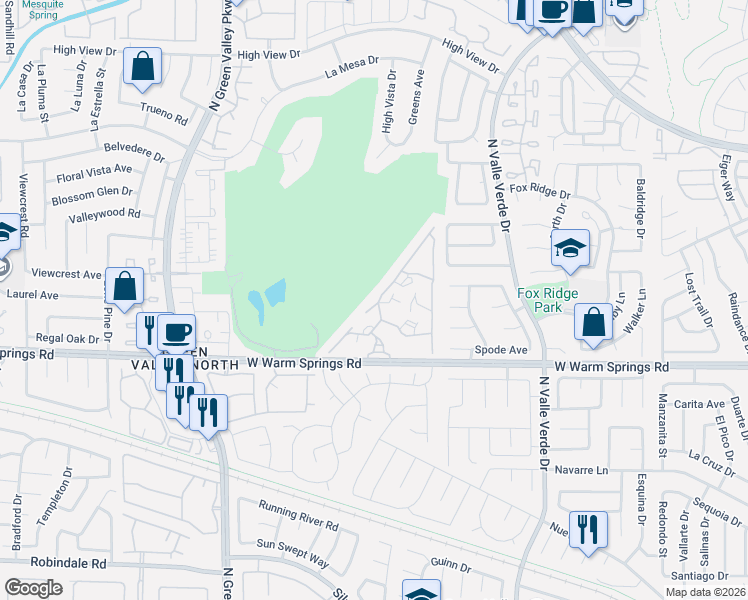 map of restaurants, bars, coffee shops, grocery stores, and more near 2050 West Warm Springs Road in Henderson