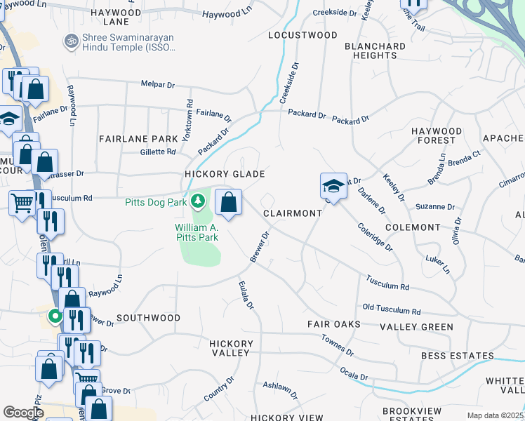 map of restaurants, bars, coffee shops, grocery stores, and more near 452 Claircrest Drive in Nashville