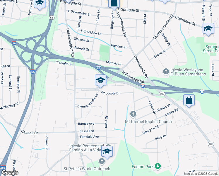 map of restaurants, bars, coffee shops, grocery stores, and more near 804 Crowder Street in Winston-Salem