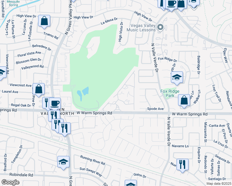 map of restaurants, bars, coffee shops, grocery stores, and more near 439 Indigo Springs Street in Henderson