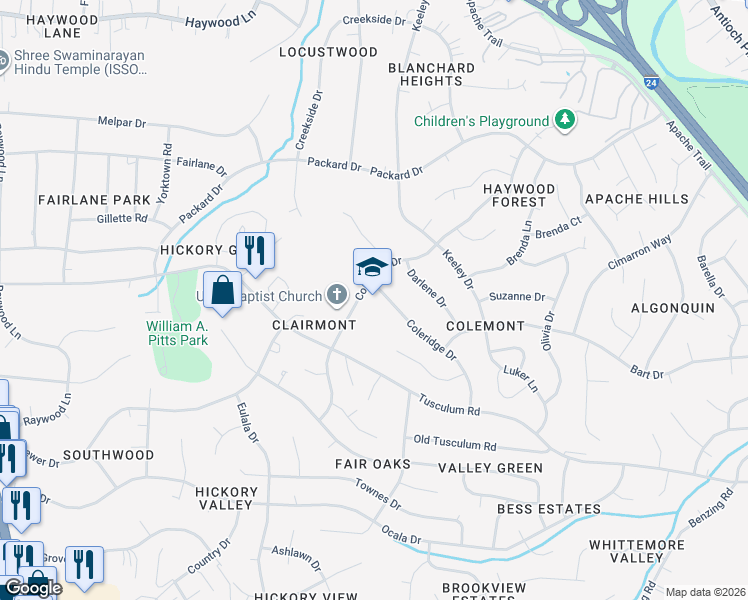 map of restaurants, bars, coffee shops, grocery stores, and more near 5060 Colemont Drive in Nashville